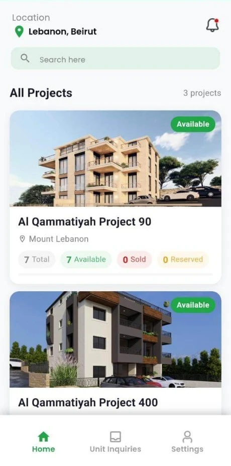 PMC mobile app listing property projects and availability