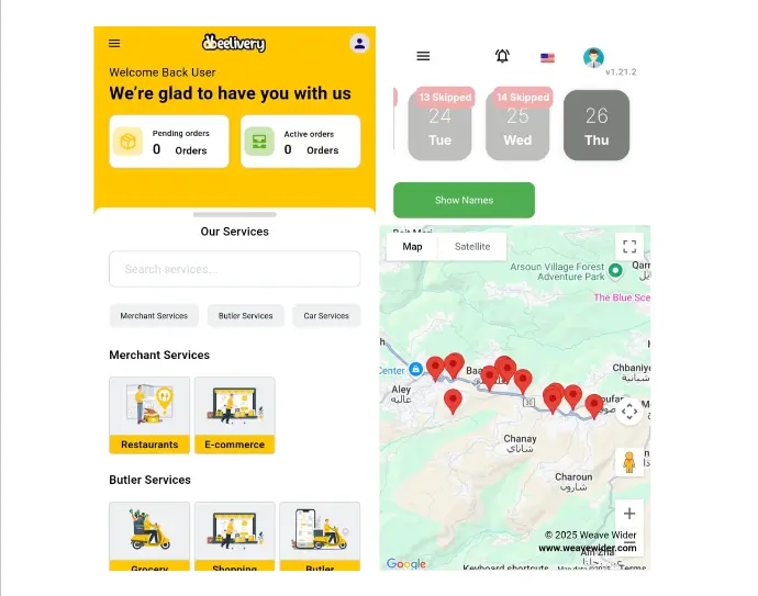 Delivery and driver tracking mobile app developed by Weave Wider
